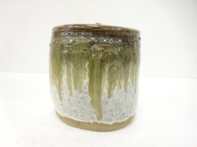  唐津焼　東山窯　畑辺玄機造　叩き朝鮮唐津　水指